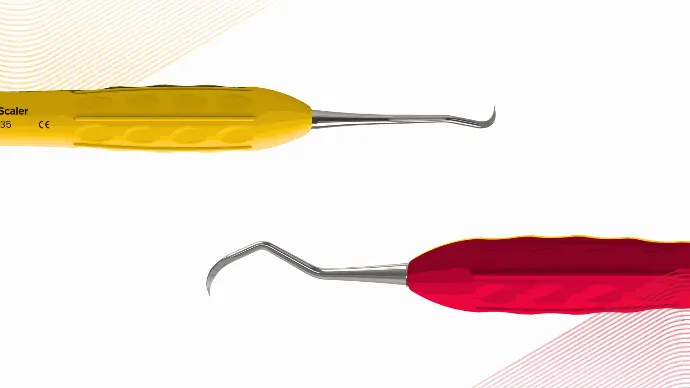 Sickle Scalers Sickle Scalers in silicone handle by ErgoDenta