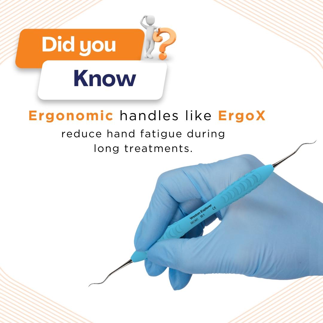 Ergonomic dental instrument Ergonomic dental instrument of ergodenta hold by dentist
