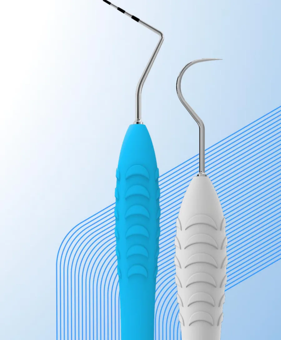 ErgoX explorer and probe on blue and white handles
