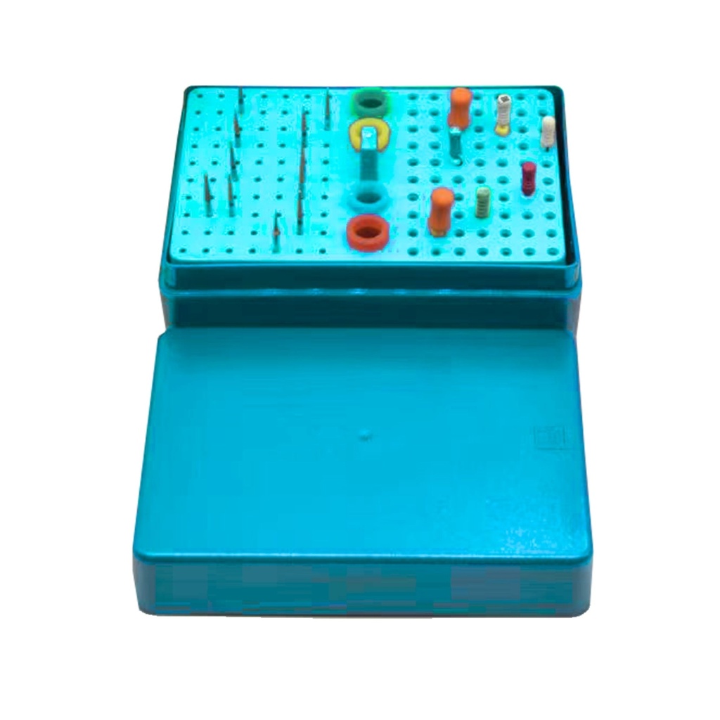 Bur Disinfection box resistant to high temperature and Pressure, 160 holes, Turquoise