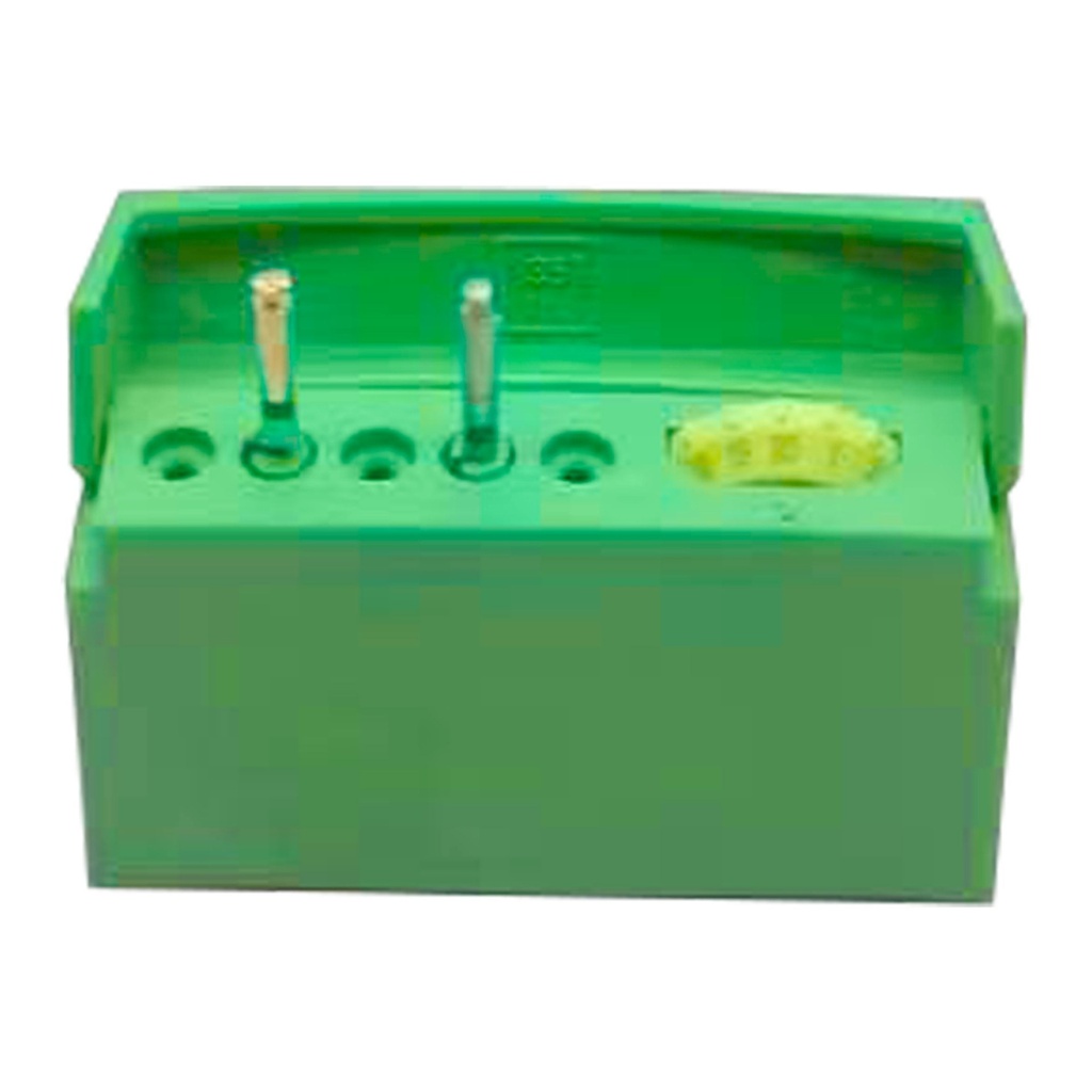 Endodontic block with memory holder, 5 holes, Green