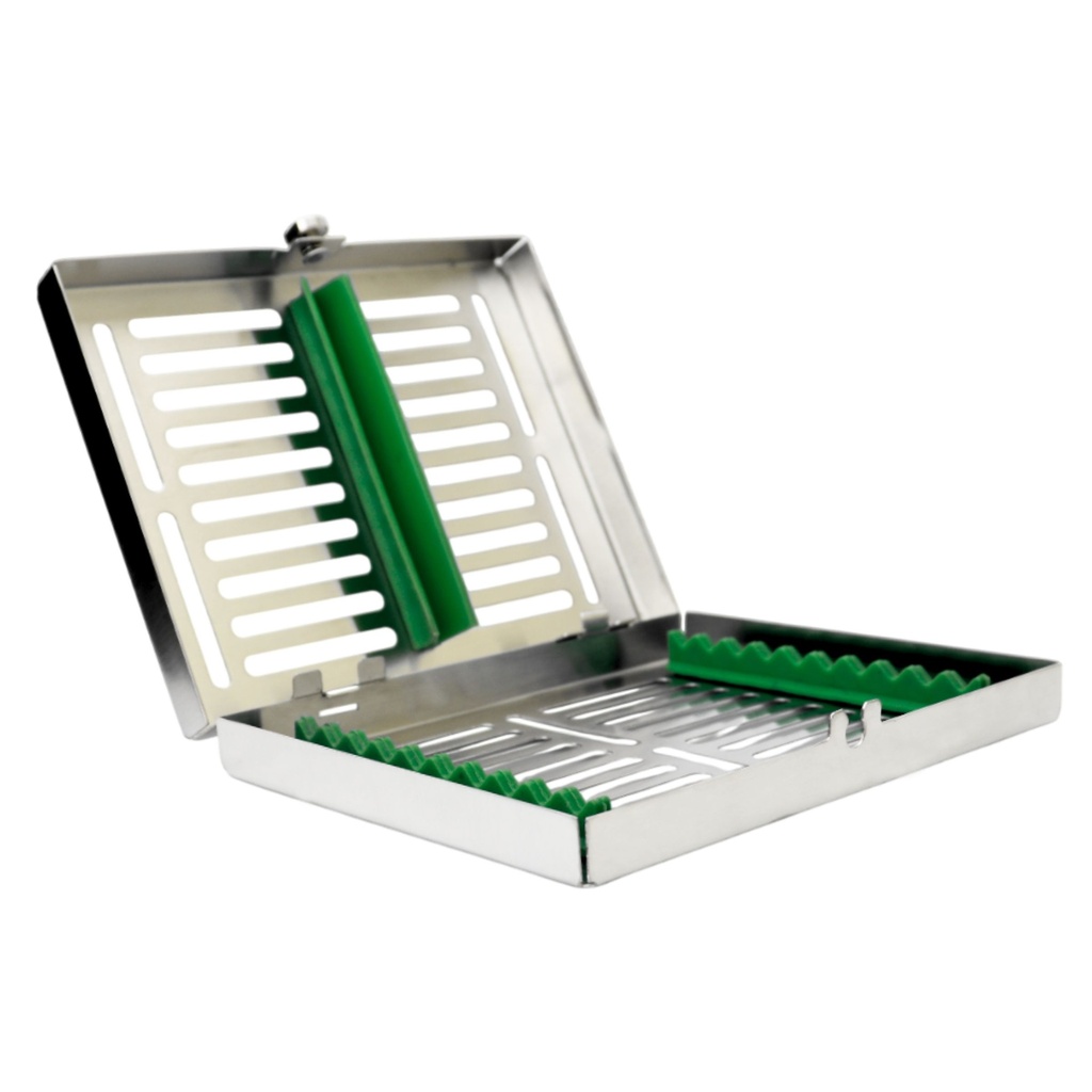 Sterilization Cassette for 10 – Removable Lid, Green