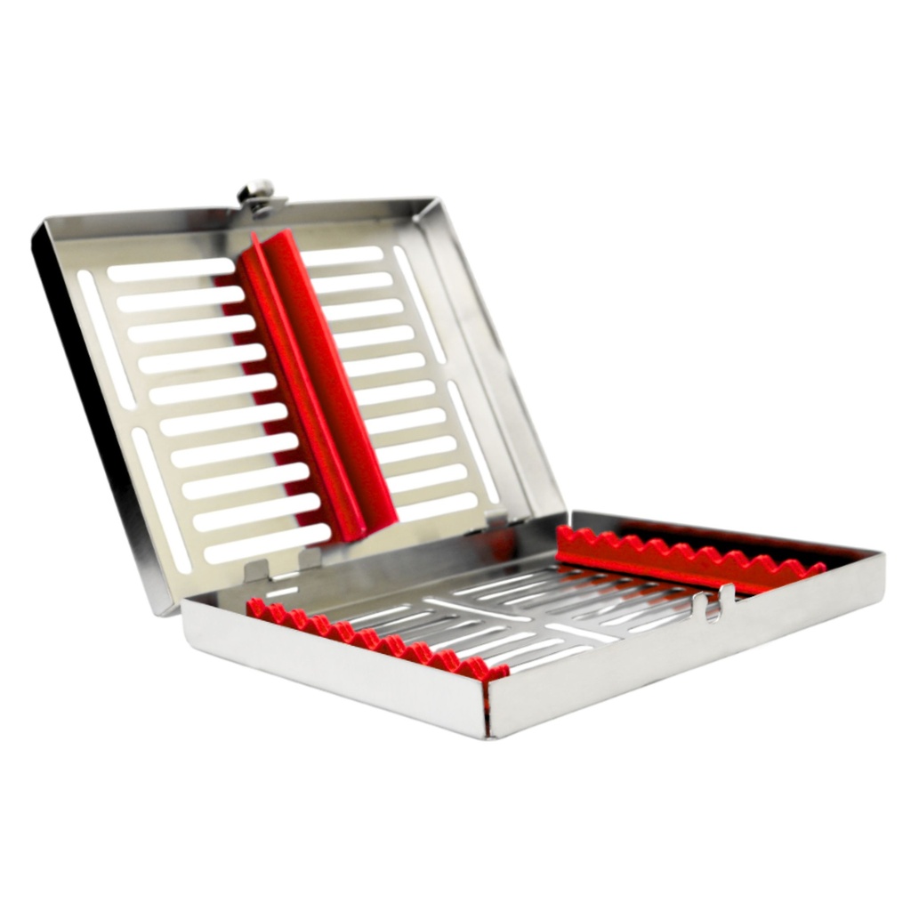 Sterilization Cassette for 10 – Removable Lid, Red