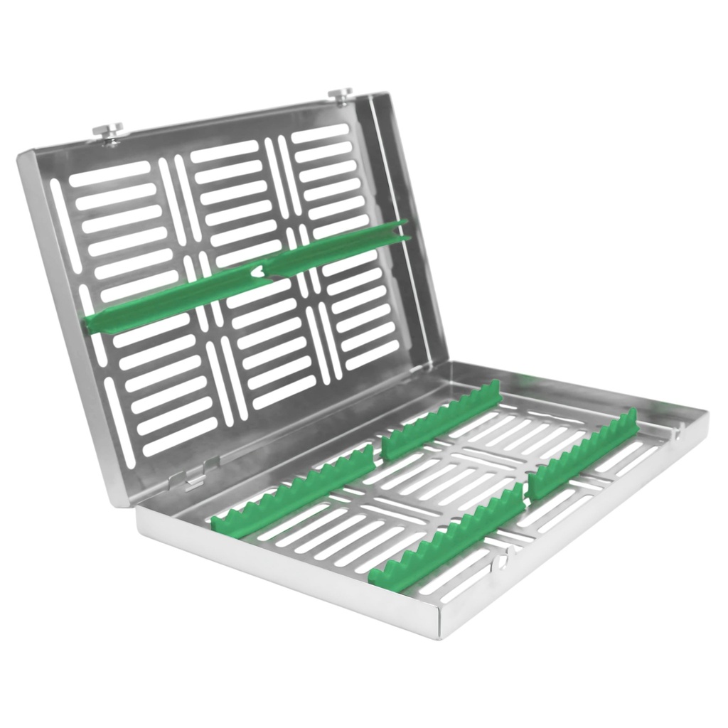 Sterilization Cassette for 20 – Removable Lid, Green