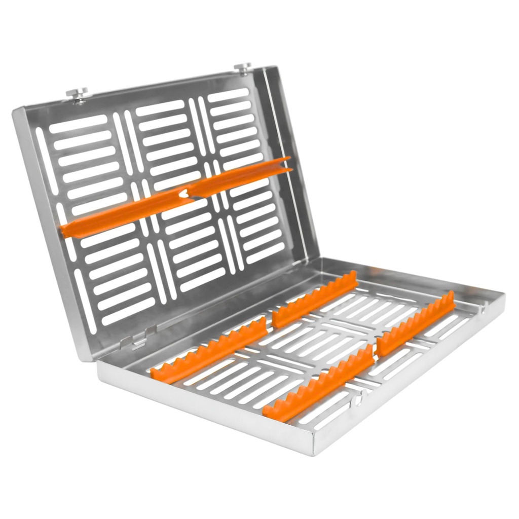 Sterilization Cassette for 20 – Removable Lid, Orange