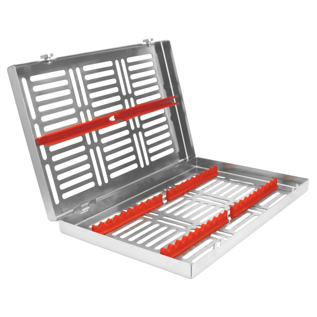 Sterilization Cassette for 20 – Removable Lid, Red