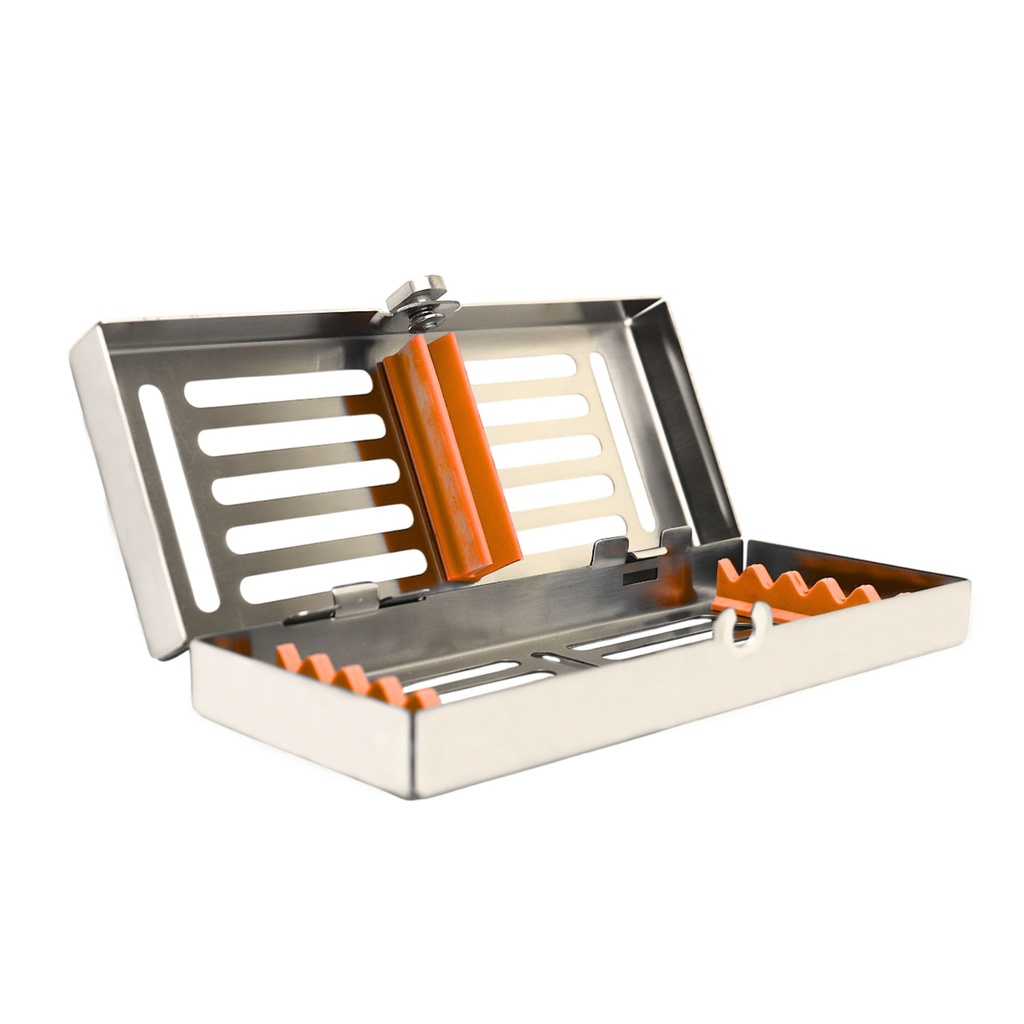 Sterilization Cassette for 5 – Removable Lid, Orange