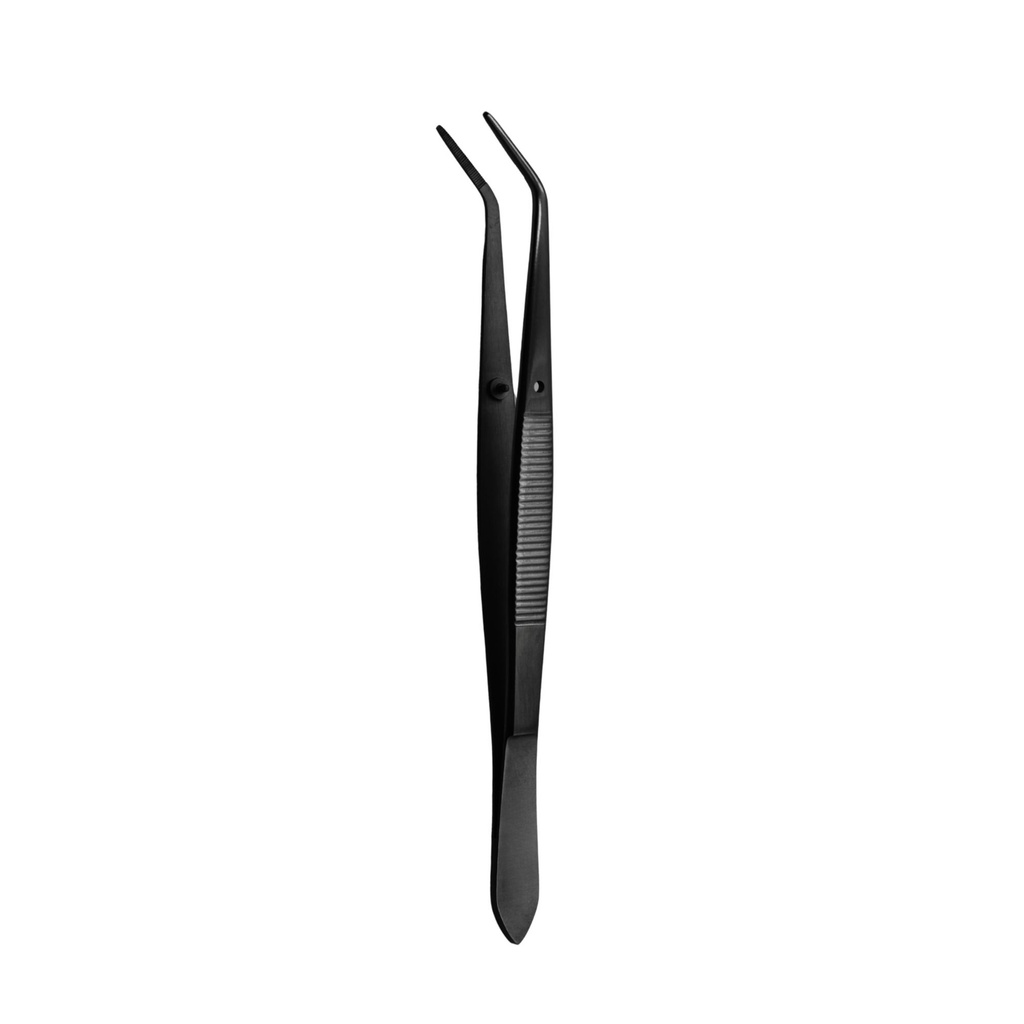 College Tweezer, Serrated, 15cm, Black