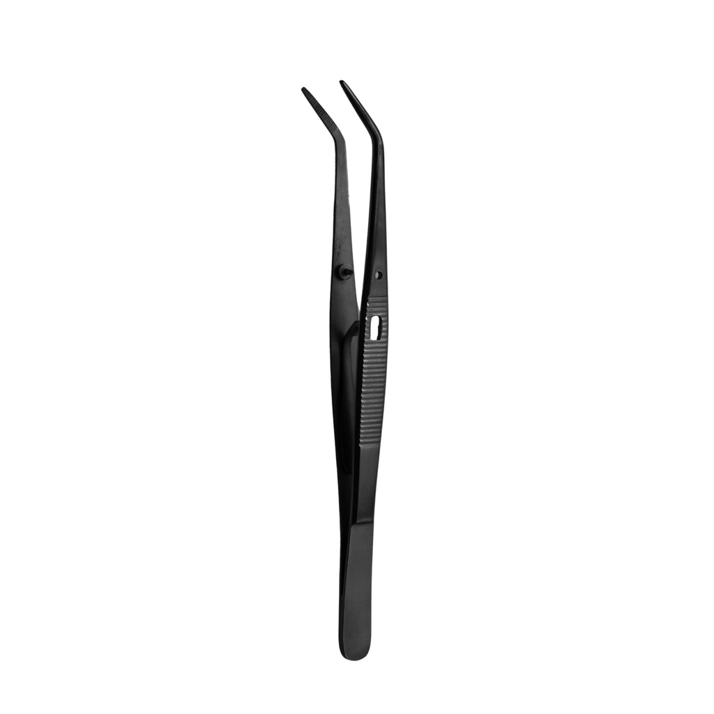 College Tweezer, Serrated, with Lock, 15cm,Black